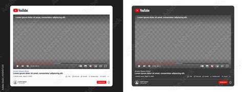Youtube Video Frame Template Vector Set Isolated Youtube Screen Frame