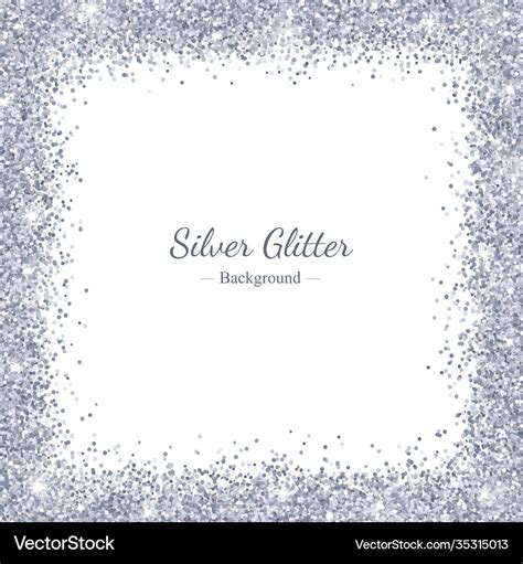 Silver Glitter Background Square Border Frame Vector Image