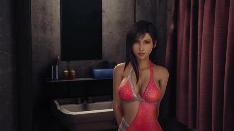 Tifa In A Pink And Silver Scale Swimsuit Final Fantasy Vii Remake Gameplay With Mods Youtube