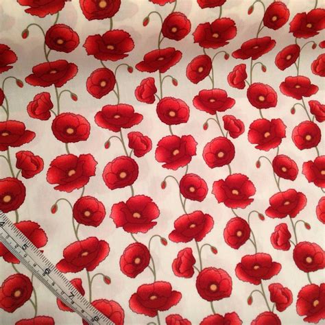 Per 12 Metrefq Pink Poppies Dressmakingcraft Fabric 100 Cotton
