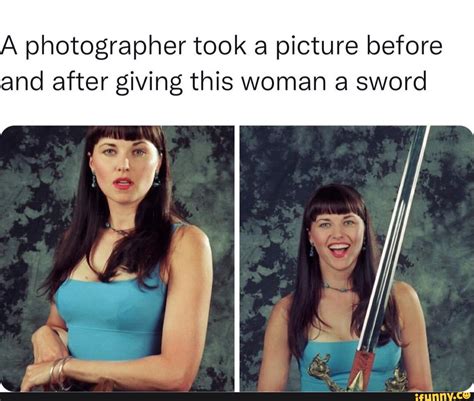 Photographer Took A Picture Before And After Giving This Woman A Sword
