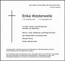 Traueranzeigen von Erika Westerwelle | GA-Trauer.de