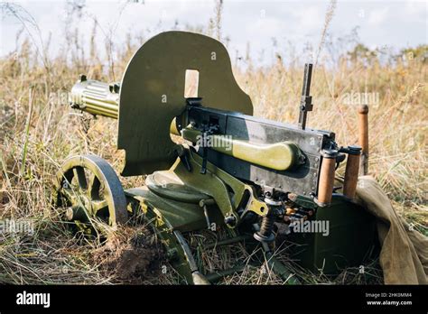 Maxims Machine Gun Model 1910 30 On A Wheeled Vladimirovs Mount Pm