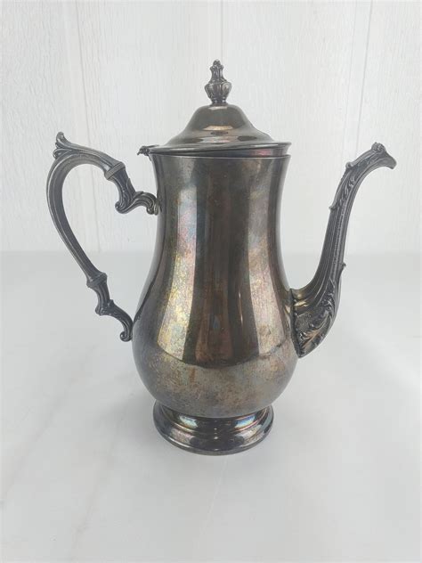 Vintage Tall Silver Plated Teapot 10 Footed Tarnished Etsy