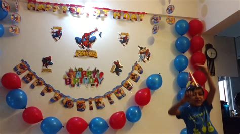 You could also use some spiderman action figures as part of the table centre piece. Spiderman Theme Birthday Party Decoration - YouTube