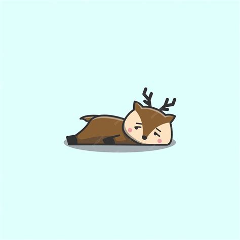 Premium Vector Cute Kawaii Hand Drawn Doodle Bored Lazy Deer