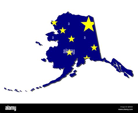 Map Of Alaska And State Flag Illustration Stock Photo Alamy