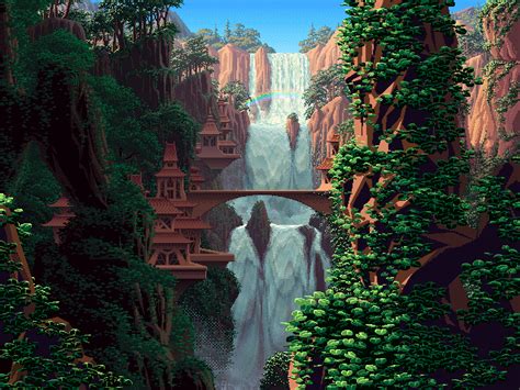 Waterfall  Pixel Art  Image Pixel Art Pixel Pixel Pixel Art