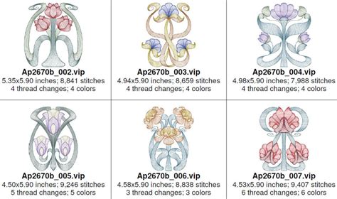Rippled Art Nouveau Flowers 2 Set 11 Designs 3 Sizes Products
