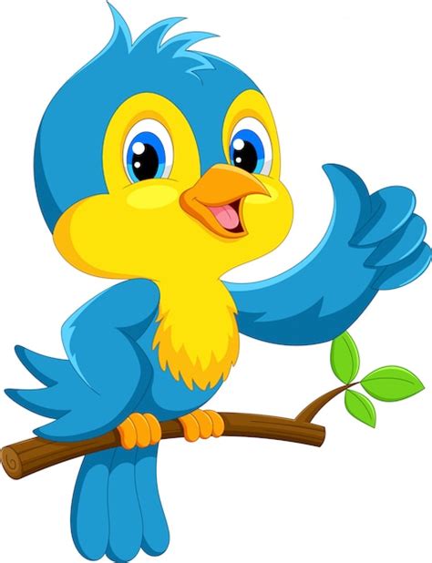 Premium Vector Cute Blue Bird Cartoon