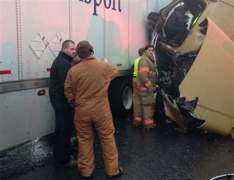 Pickup Driver Survives Being Crushed Between 2 Semis In I 84 Pileup