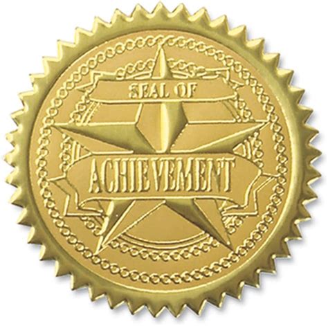 Seal Of Achievement Embossed Gold Certificate Seals 102 Pack Amazon
