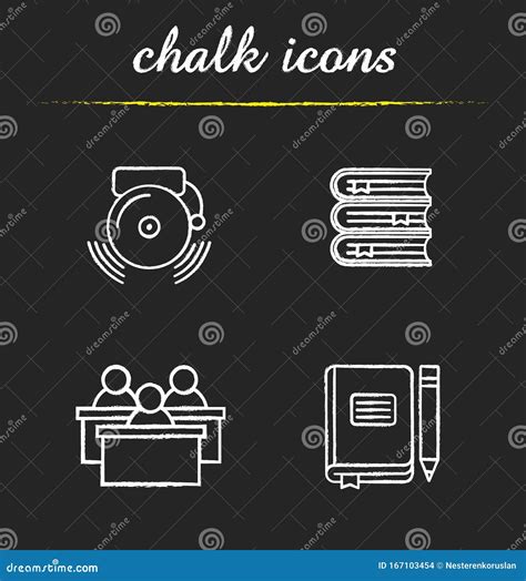 School And Education Chalk Icons Set Stock Vector Illustration Of