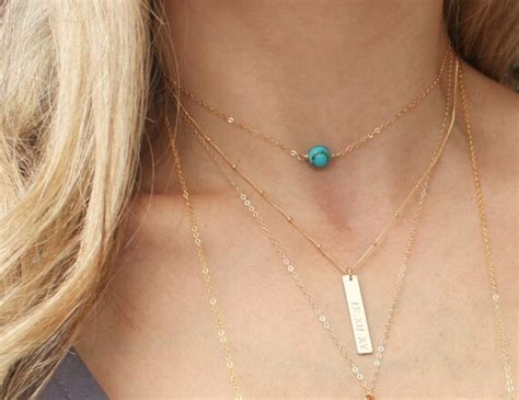 Real Turquoise Choker Necklace Dainty Choker Necklace Etsy