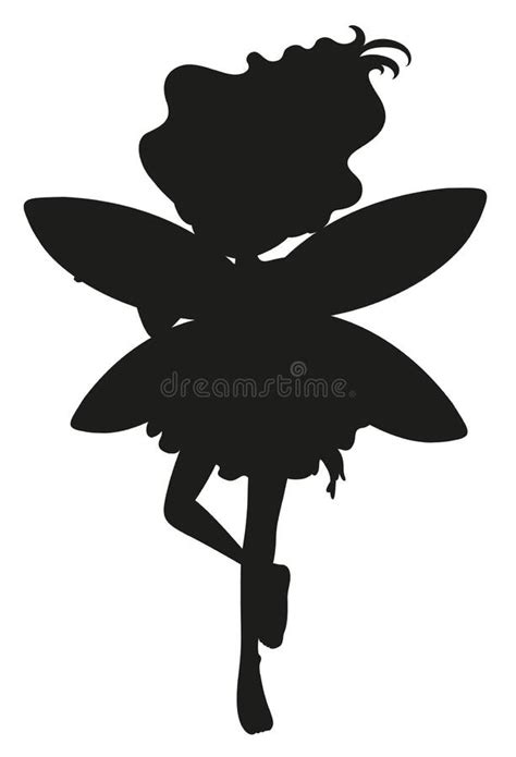 Silhouette Fairy Character On White Background Stock Vector