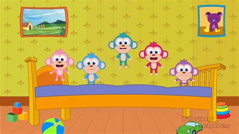 Five Little Monkeys Jumping On The Bed Nursery Rhyme By Flying Cubes