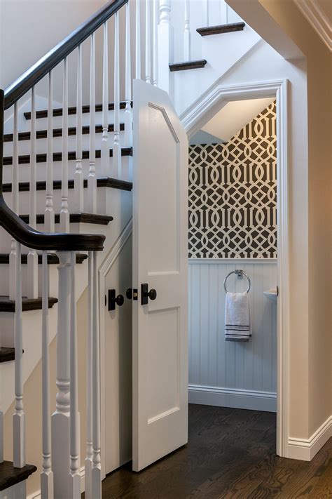 A Charming Hallway Powder Room Under The Main Staircase Room Under