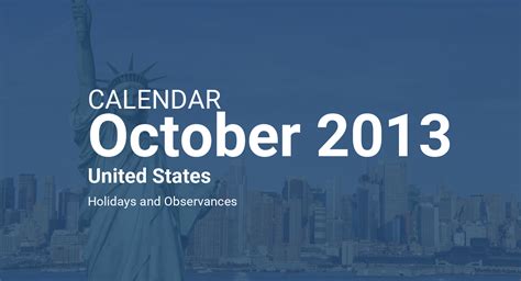 October 2013 Calendar United States