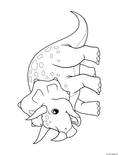 Dinosaur Cute Triceratops Coloring Page Printable