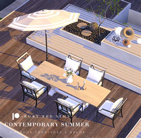 Sims 4 Contemporary Summer Outdoor Furniture 模擬市民 4 夏日戶外家具組 Free