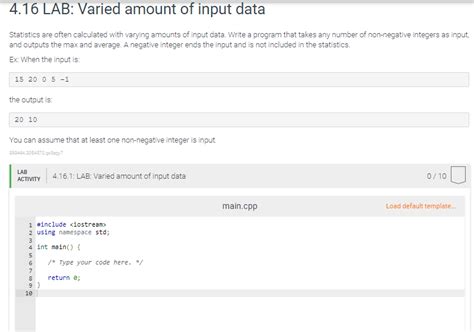 Solved 4.16 LAB: Varied amount of input data Statistics are | Chegg.com gambar png