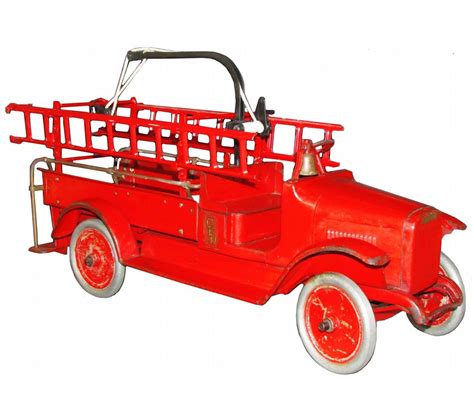 1930 s buddy l pressed steel ladder fire toy truck good original condition 28 inches long