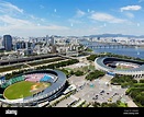 Aerial view Seoul Olympic Park, South Korea. The stadiums are built for ...