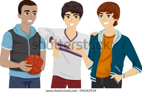 Illustration Group Male Teens Hanging Out Stock Vector Royalty Free