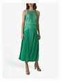 Karen Millen Pleated Lace Midi Dress, Green at John Lewis & Partners