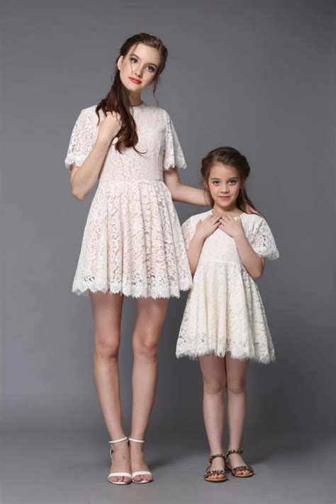 Mother Daughter Dresses Short Sleeve Family Look Matching Clothes Cotton Mom And Daughter Dress