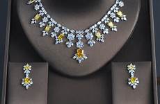 jewelry aliexpress hibride necklace fashion pcs cubic zirconia bridal sets luxury yellow party wedding women