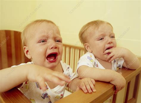 Twin Boys Crying Stock Image P9000075 Science Photo Library