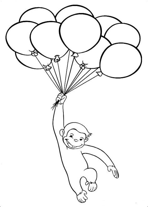 He is two, and he loves curious george. curious george with balloons coloring pages: curious ...