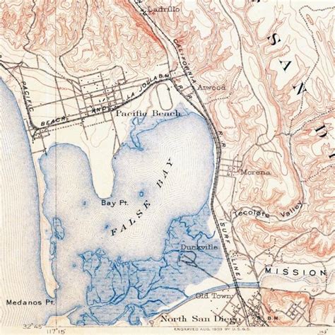 A Map By George Derby 1853 Depicting The San Diego River Delta