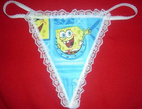 Sexy Womens Spongebob Square Pants Cartoon Thong Lingerie Panties