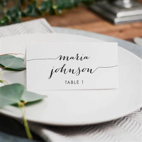 Printed Wedding Place Card 35x2 Folded Escort Card