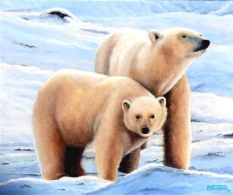 Polar Mom And Cub Painting By Al Feldstein