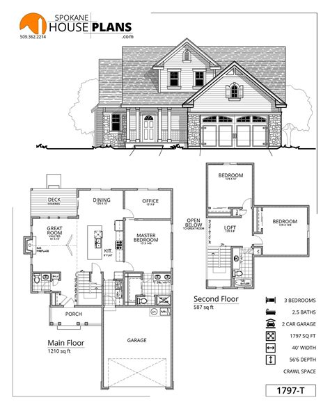 We design custom homes, produce and sell house plans and construction drawings. 1797-T | Spokane House Plans