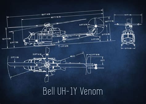 Uh 1y Venom Blueprint Poster By The Trackless Road Displate