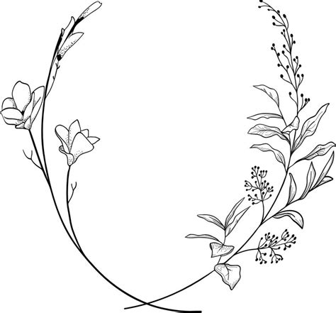 Geometric Vector Floral Wreath Svg Eps Png Round Oval Etsy