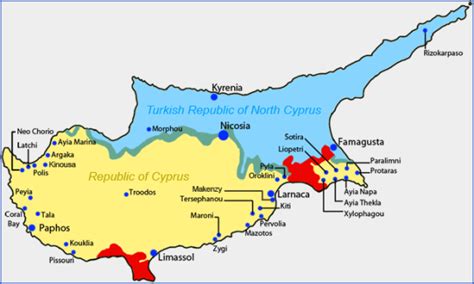 Cyprus Cities Map Major Cities In Cyprus