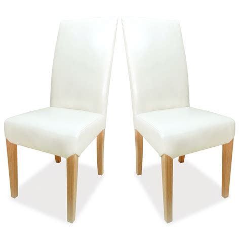 Milan Cream Leather Faced Pair Of Dining Chairs Dunelm