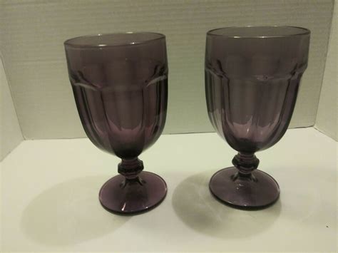 Libbey Wine Glass Tea Glasses Purple Tableware Vintage Style Eyewear