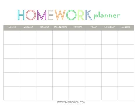 Free Printable Homework Planner Homework Planner Homework Planner