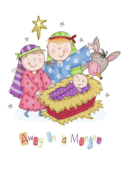 Away In A Manger Christmas Cards Kids Christian Christmas