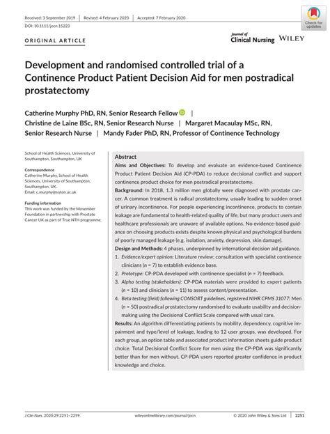 PDF Development And Randomised Controlled Trial Of A Continence Product Patient Decision Aid