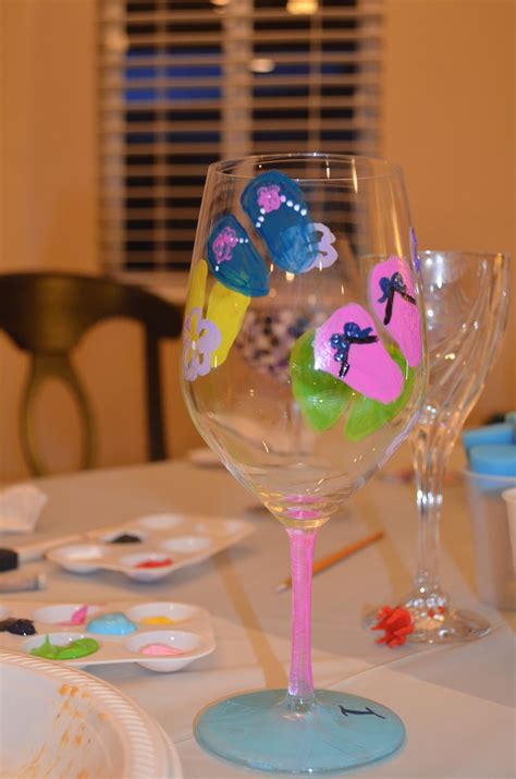 Wine Glasses Decorated By Party Participants Decorated Wine Glasses Southern Girls West Side