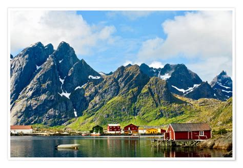 Mountain Landscape Lofoten Islands Norway Posters And