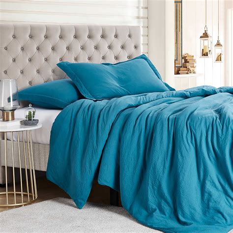 Sweet Home Collection Washed Crinkled Duvet Cover Teal Fullqueen