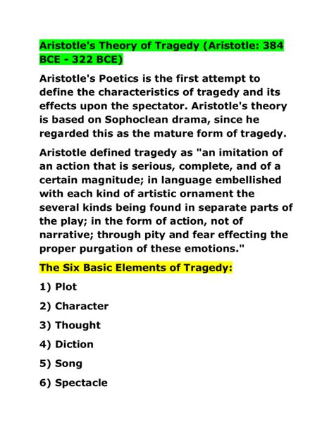 Aristotle S Theory Of Tragedy